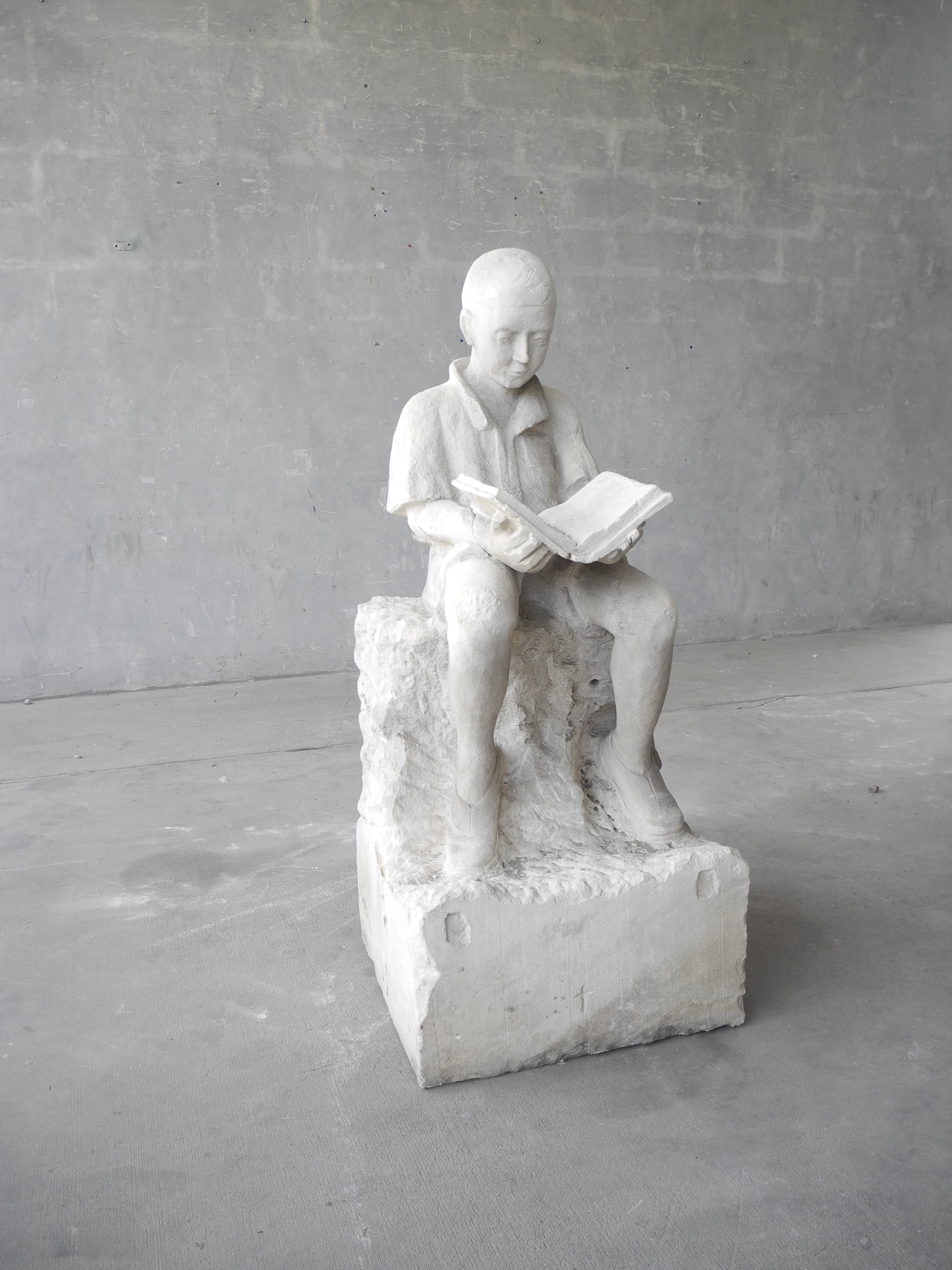 19th c. Carved Stone Statue o2-15f a Boy from the Gardens of a Bastide near Lyon, France