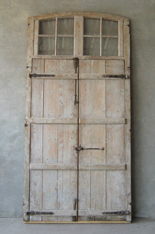 Pair 18th c. Entrance Doors with Transome and Surround from a Provençal Village House