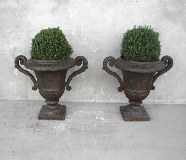 Pair of 19th c. Iron Urns