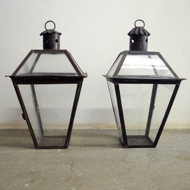Pair of Antique French Lanterns with Brackets