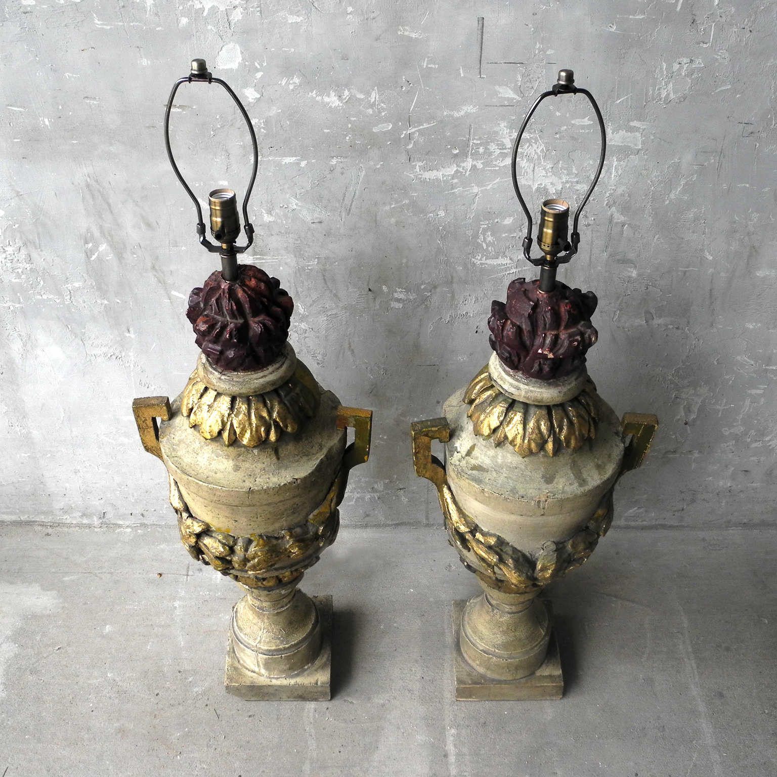 Pair of 18th c. Italian Wooden Pot au Feu Lamps - image 4