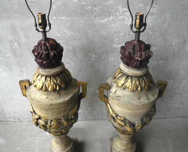 Pair of 18th c. Italian Wooden Pot au Feu Lamps - image 2