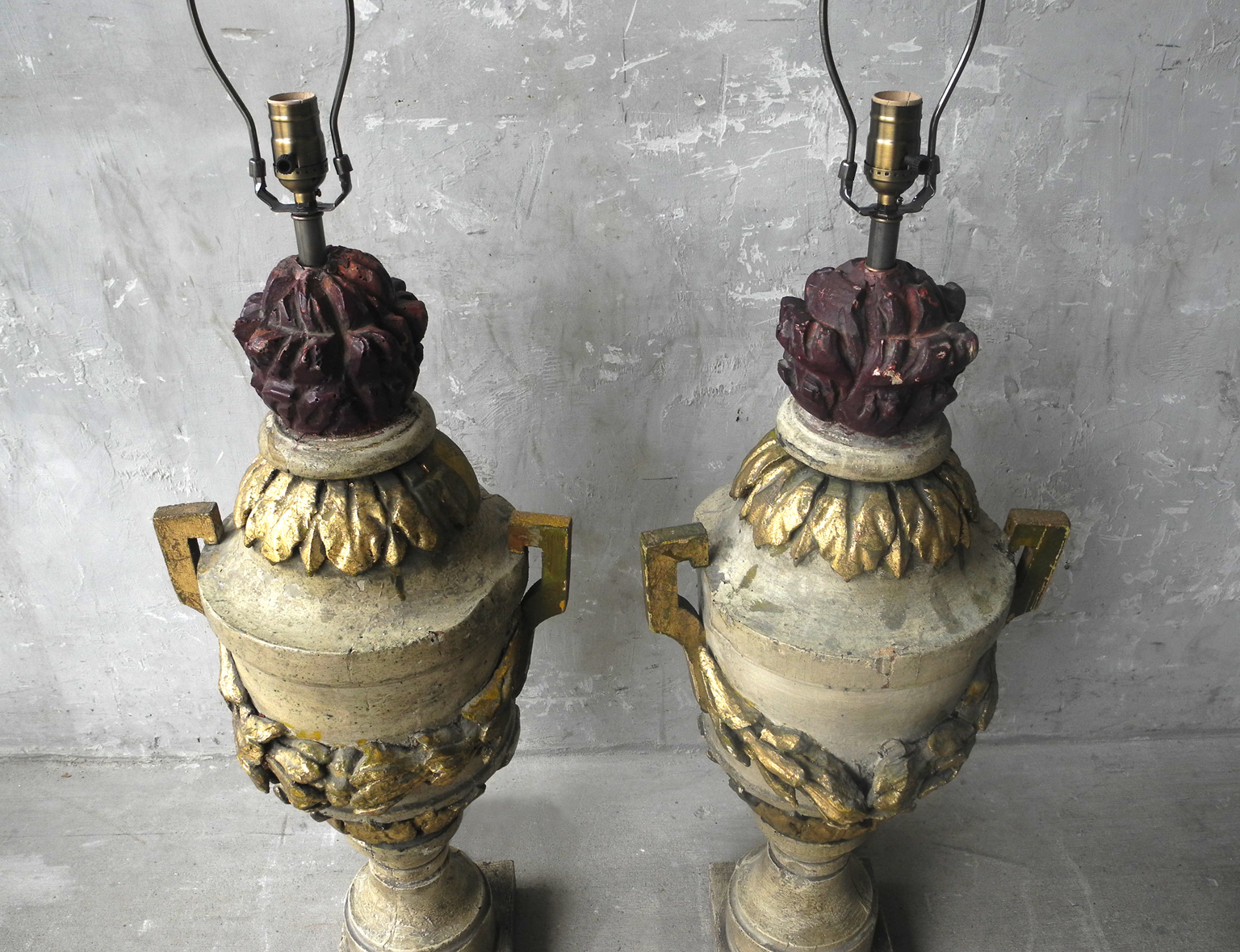 Pair of 18th c. Italian Wooden Pot au Feu Lamps - image 6