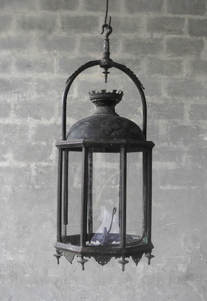 Early 19th c. Iron and Bronze French Carriage Entrance Lantern