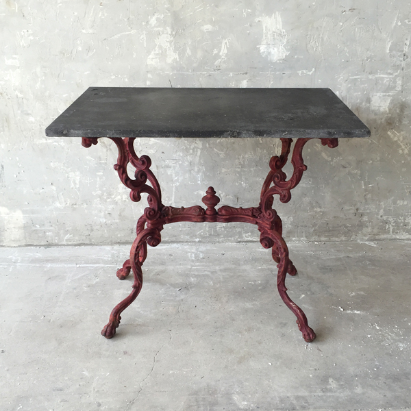 19th c. Table de Jardin with Slate Top and Red Iron Base