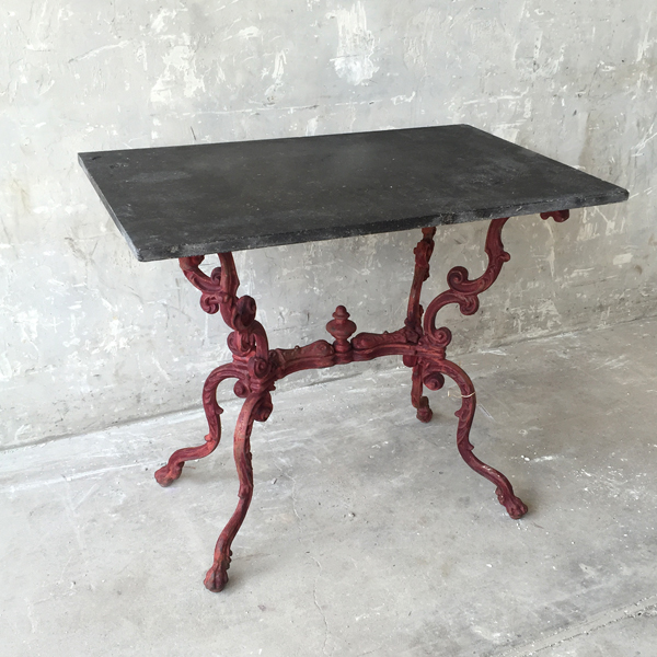 19th c. Table de Jardin with Slate Top and Red Iron Base - image 2