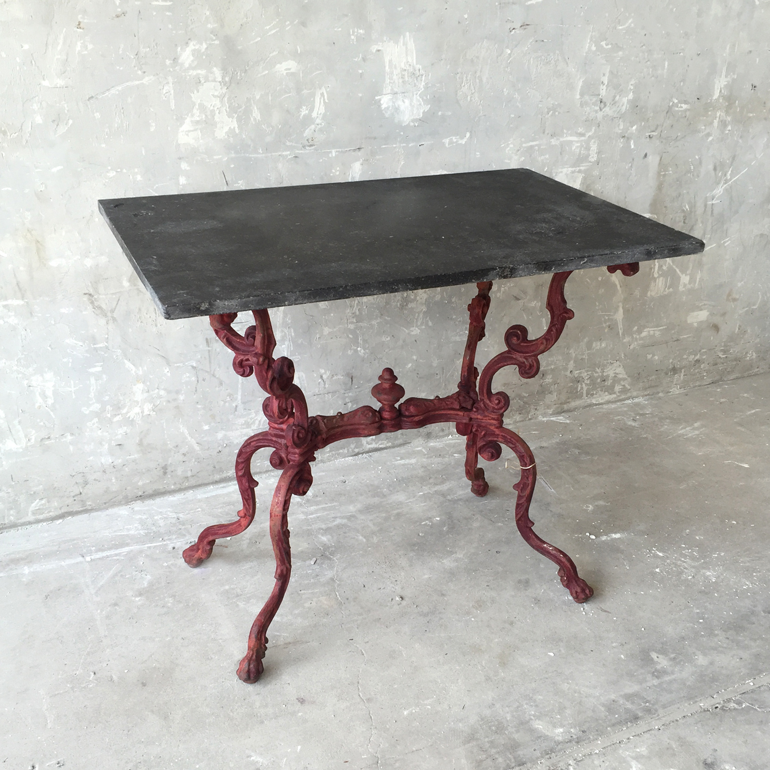 19th c. Table de Jardin with Slate Top and Red Iron Base - image 6