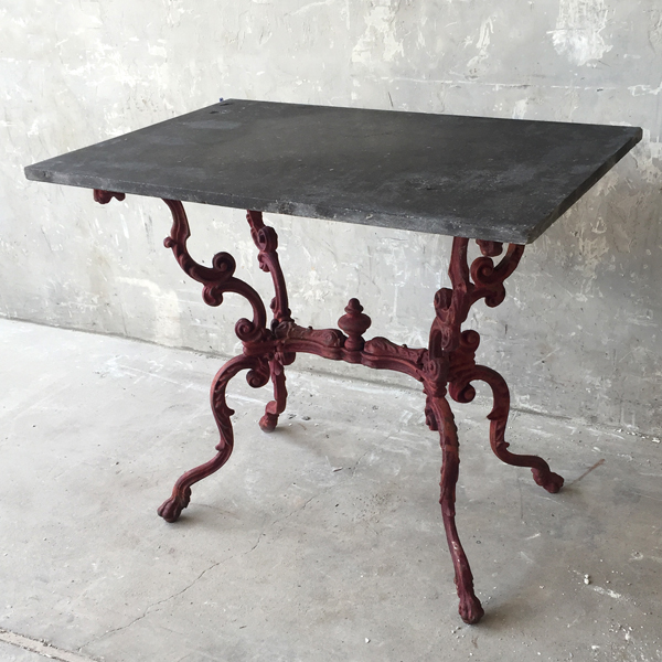 19th c. Table de Jardin with Slate Top and Red Iron Base - image 3