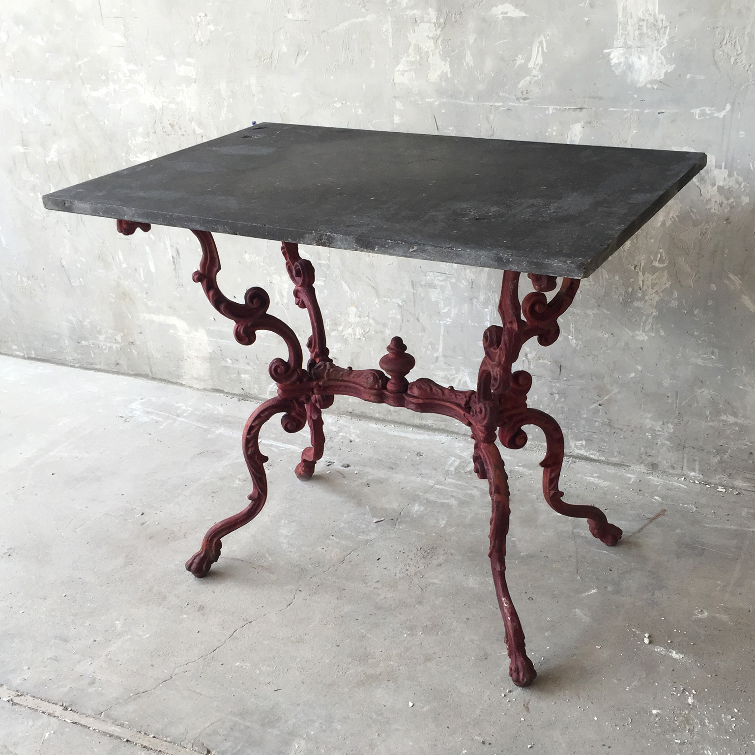 19th c. Table de Jardin with Slate Top and Red Iron Base - image 8