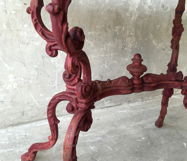 19th c. Table de Jardin with Slate Top and Red Iron Base - image 4
