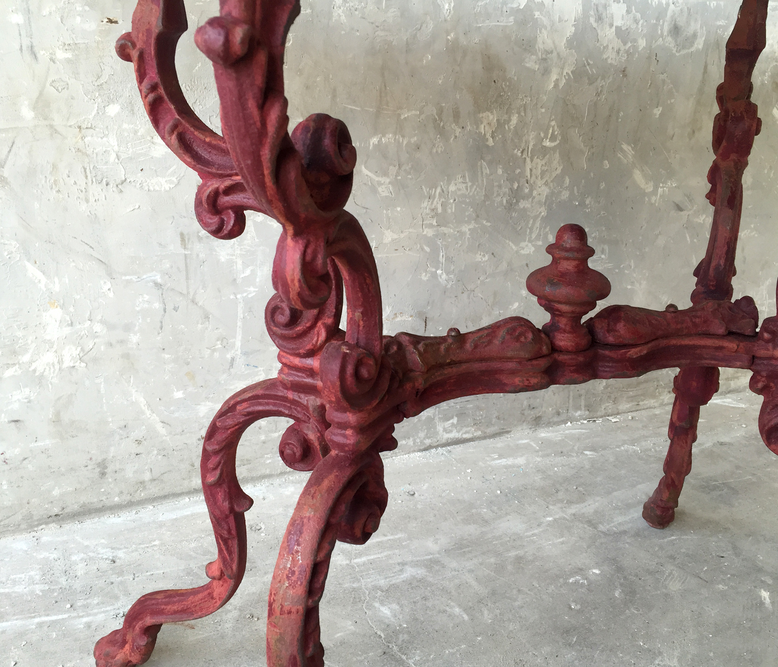 19th c. Table de Jardin with Slate Top and Red Iron Base - image 7
