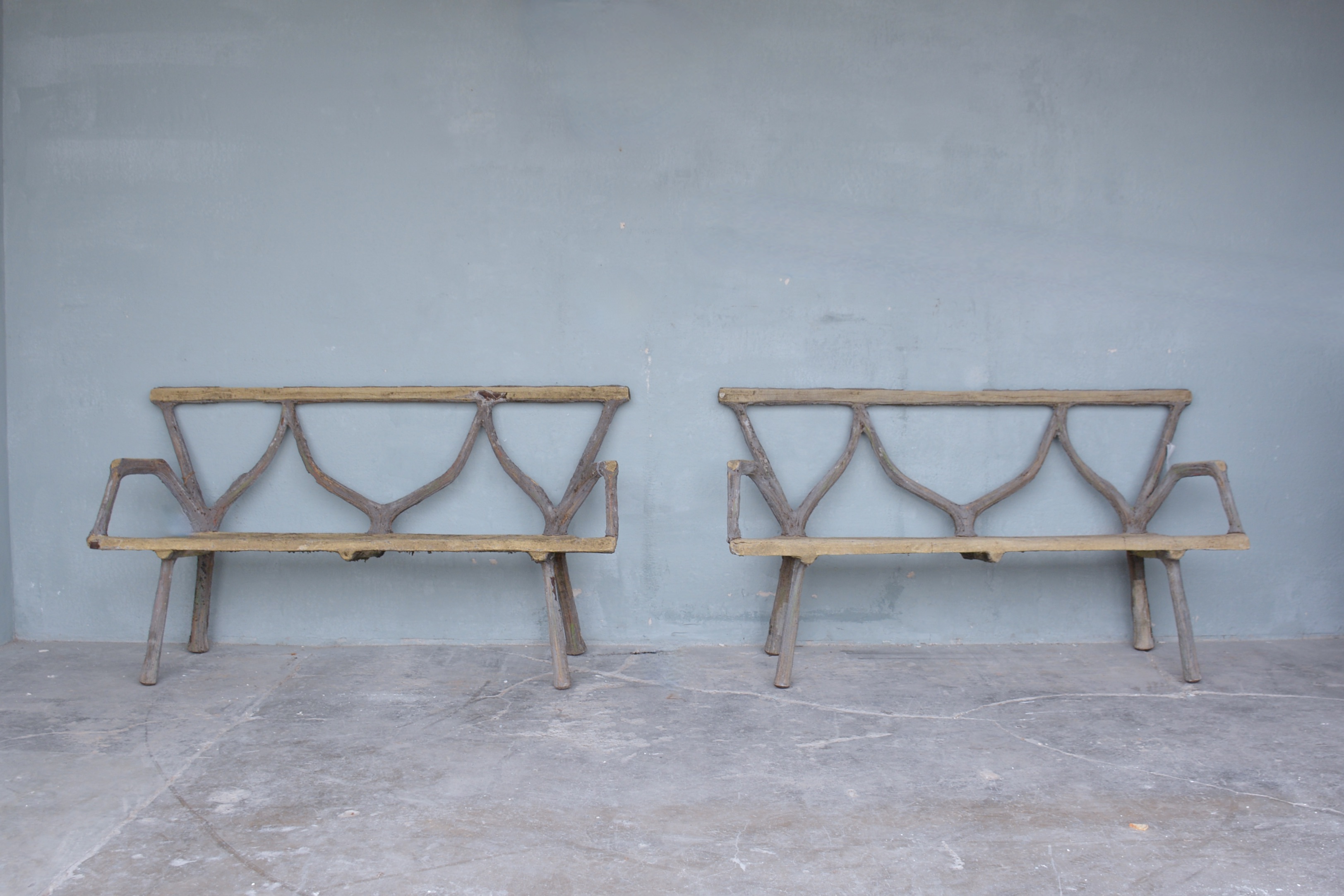Pair of Faux Bois Benches - image 2