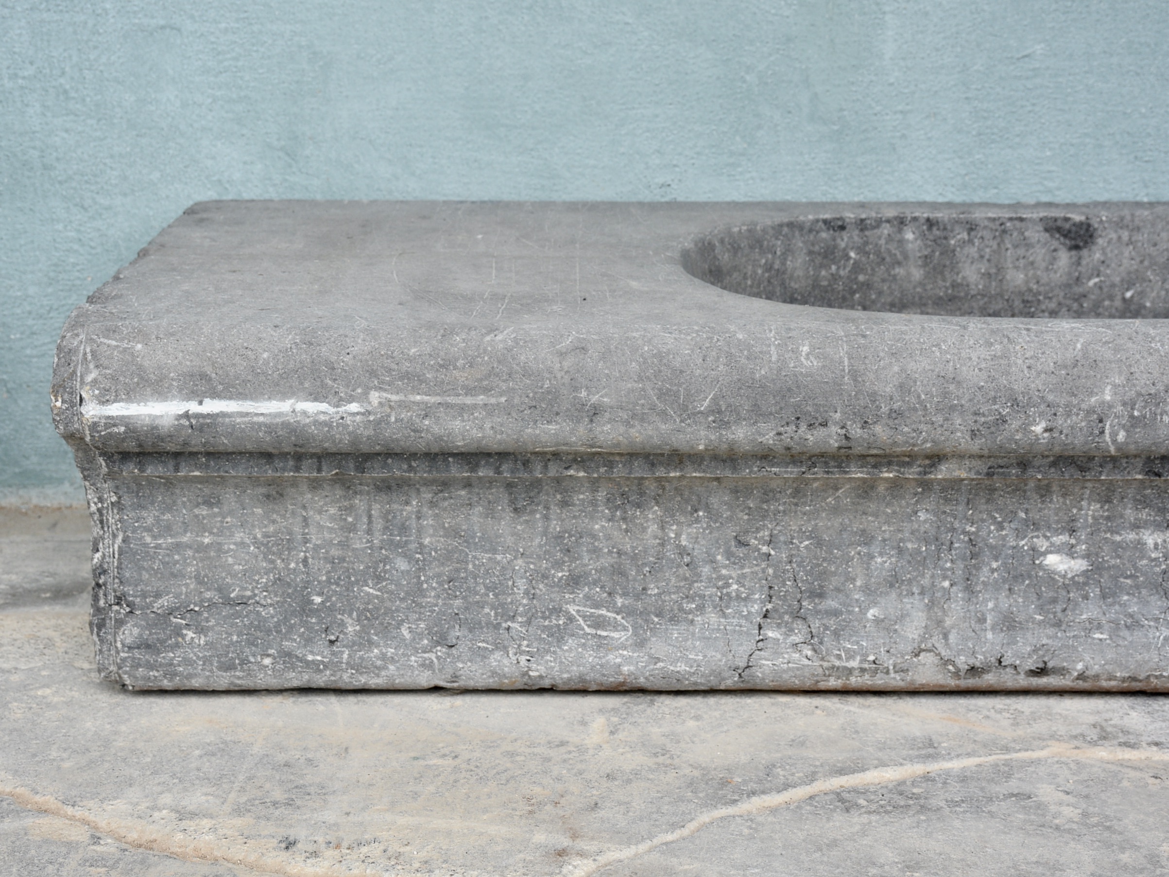 18th c. Belgian Blue Horse Trough from the Stables of a Property near Antwerp, Belgium