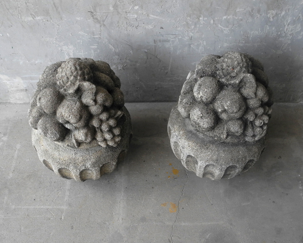 Pair of 19th c. Cement Corbeilles