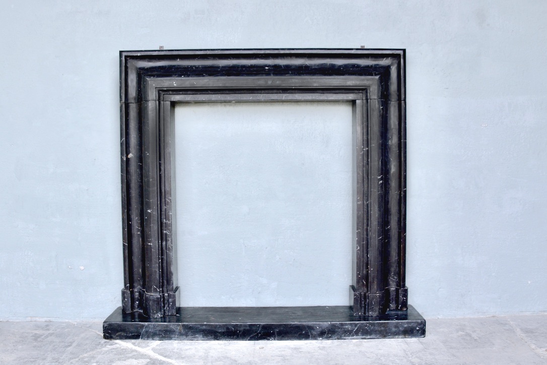 18th c. Nero Marquigna Marble Mantle from Venice, Italy