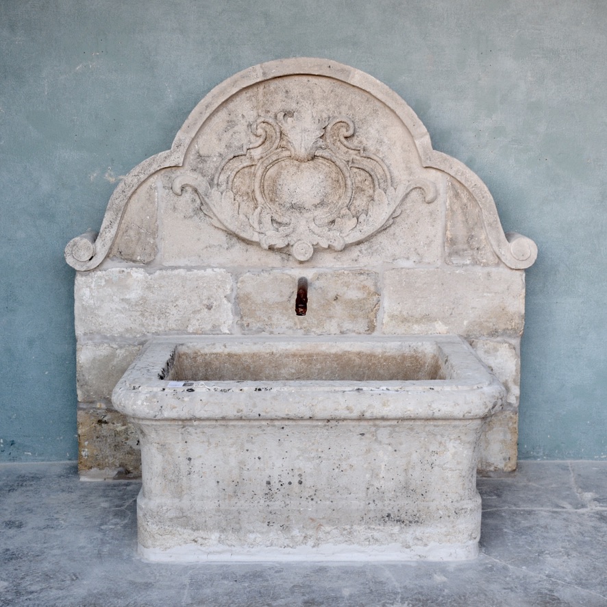 Early 19th c. Limestone Wall Fountain from a Countryside Property near Clermont-Ferrand, France