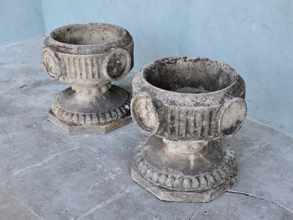 Pair of Form Campana Antique Garden Urns - image 4