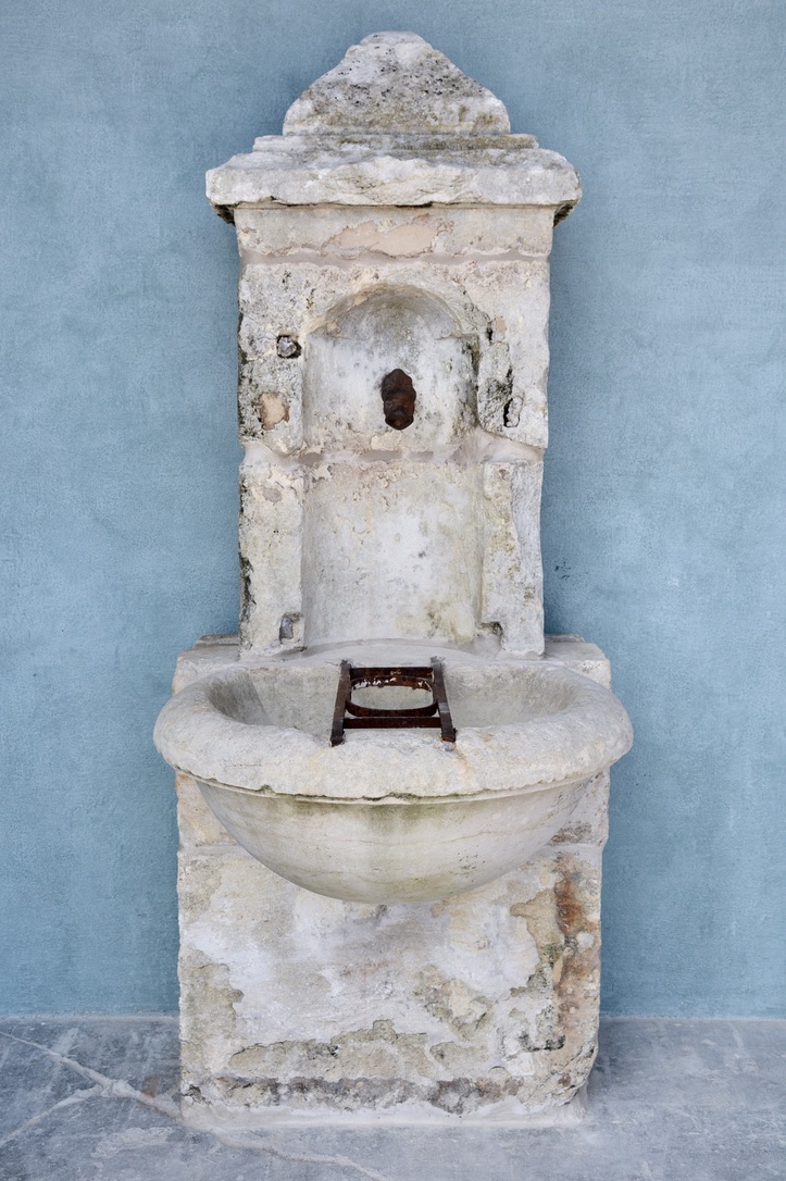18th c. Fountain comprised of a Wall Basin from the Courtyard of a Chateau in the Touraine Region of France