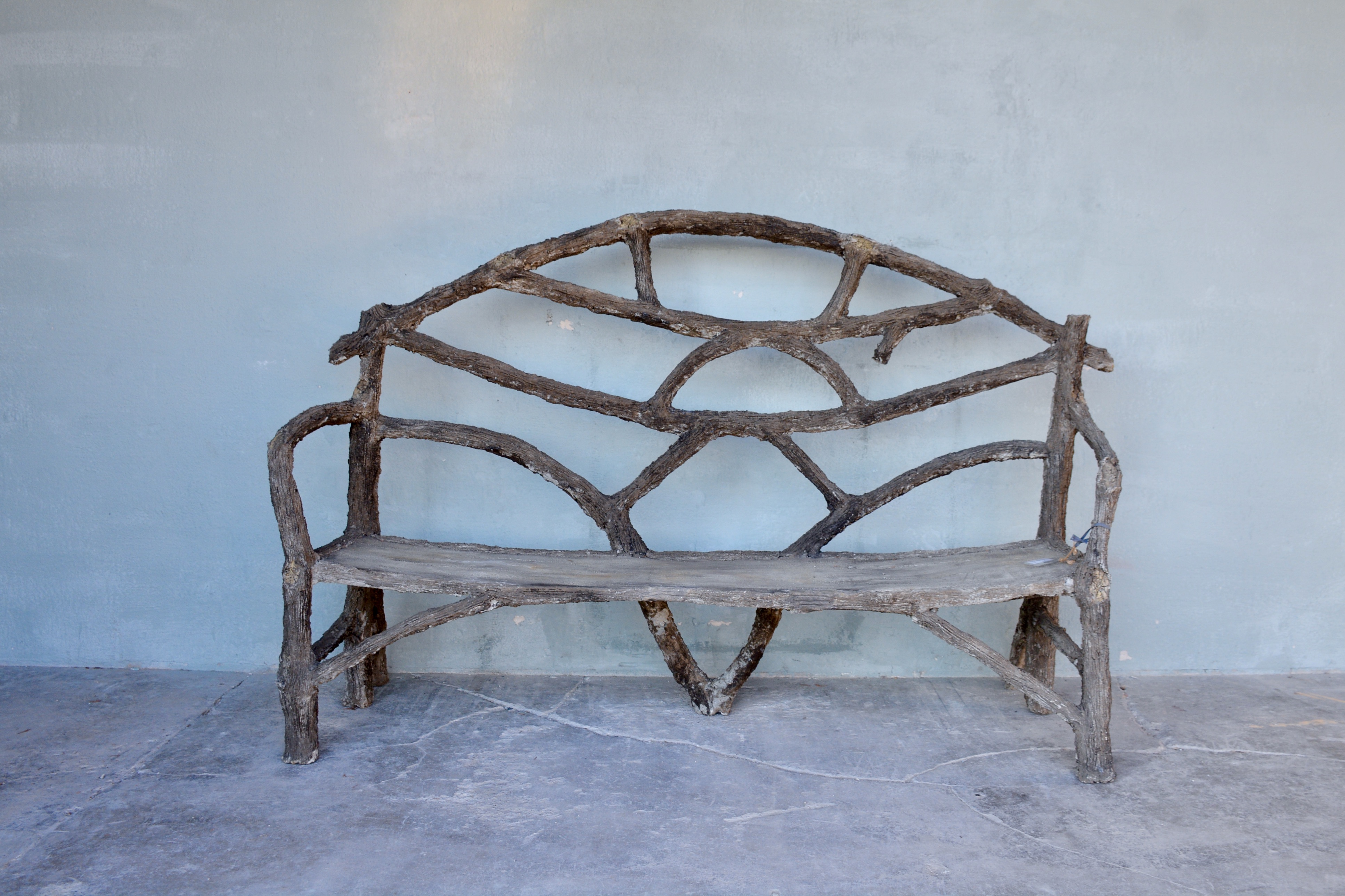Large Antique Faux Bois Bench - image 2