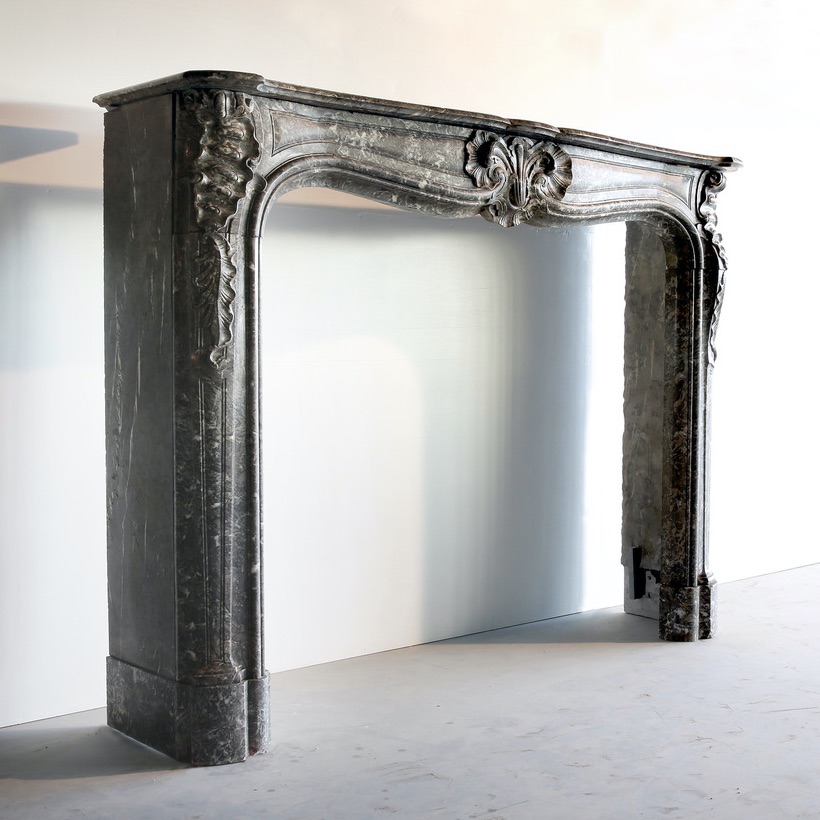 18th c. "Gris de Ardenne" Marble Cheminée from a Maison Particulière in the City Center of Bruxelles, Belgium - image 2