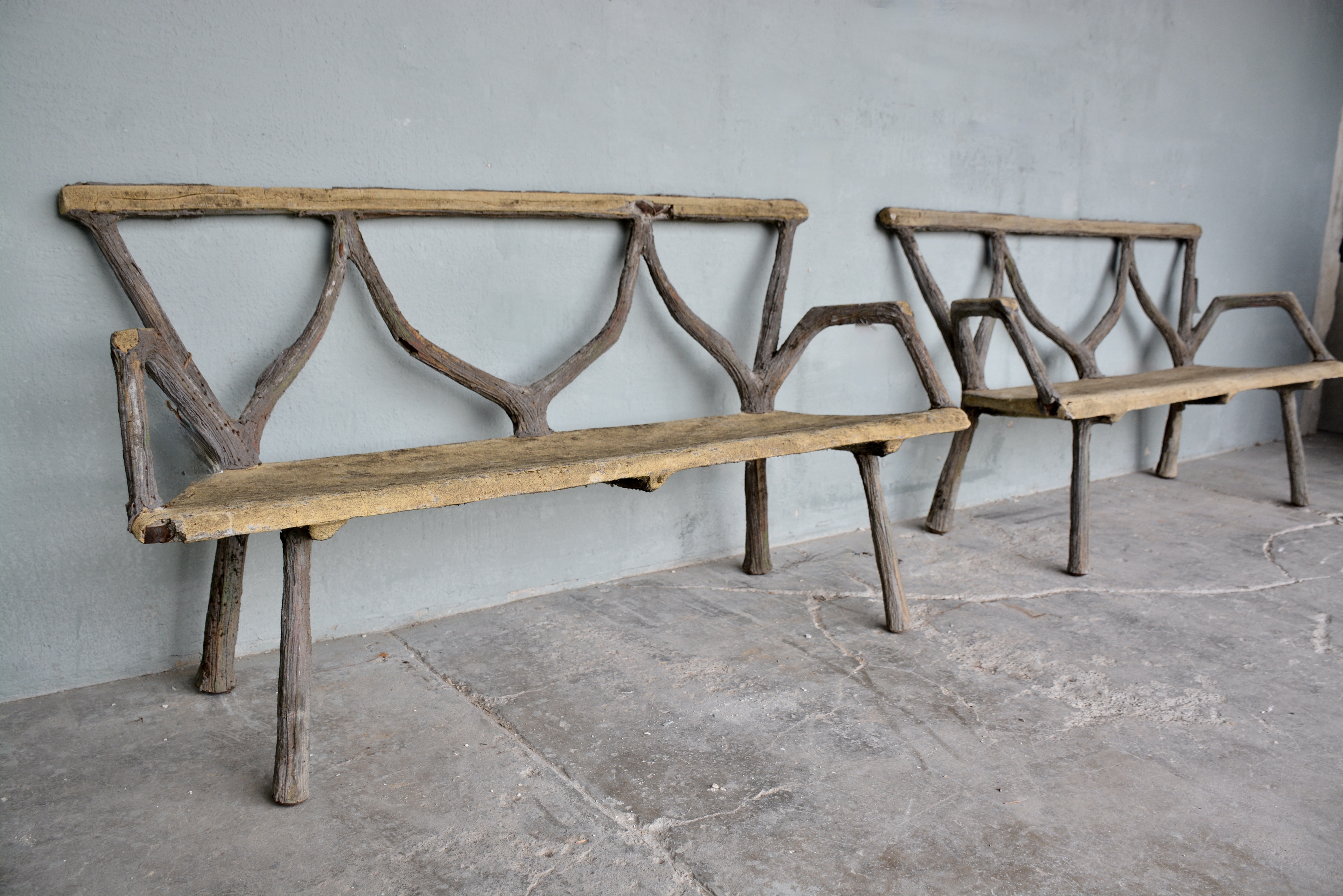 Pair of Faux Bois Benches - image 4