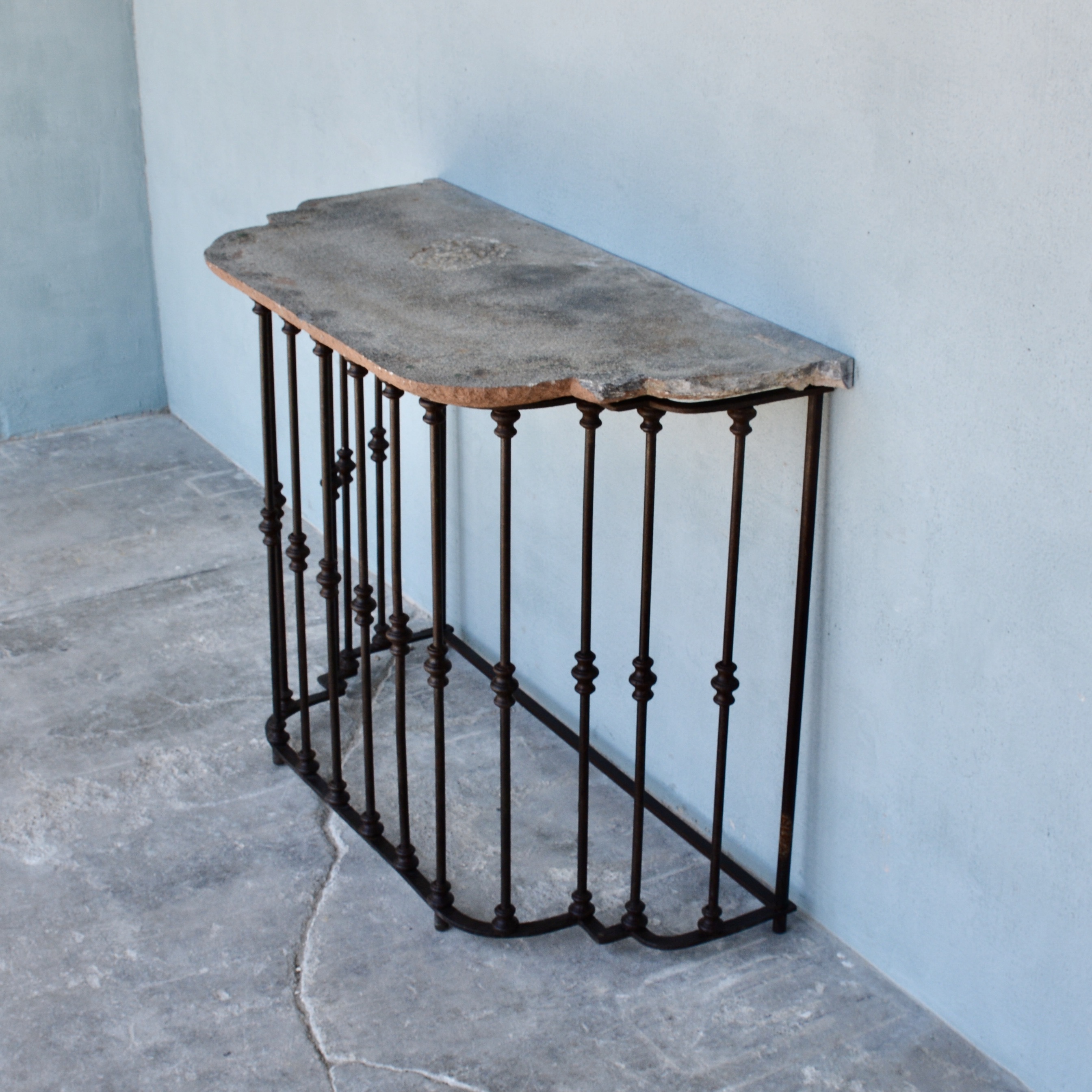 18th c. Italian Iron Stone Console Table - image 2