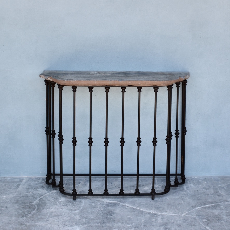 18th c. Italian Iron Stone Console Table