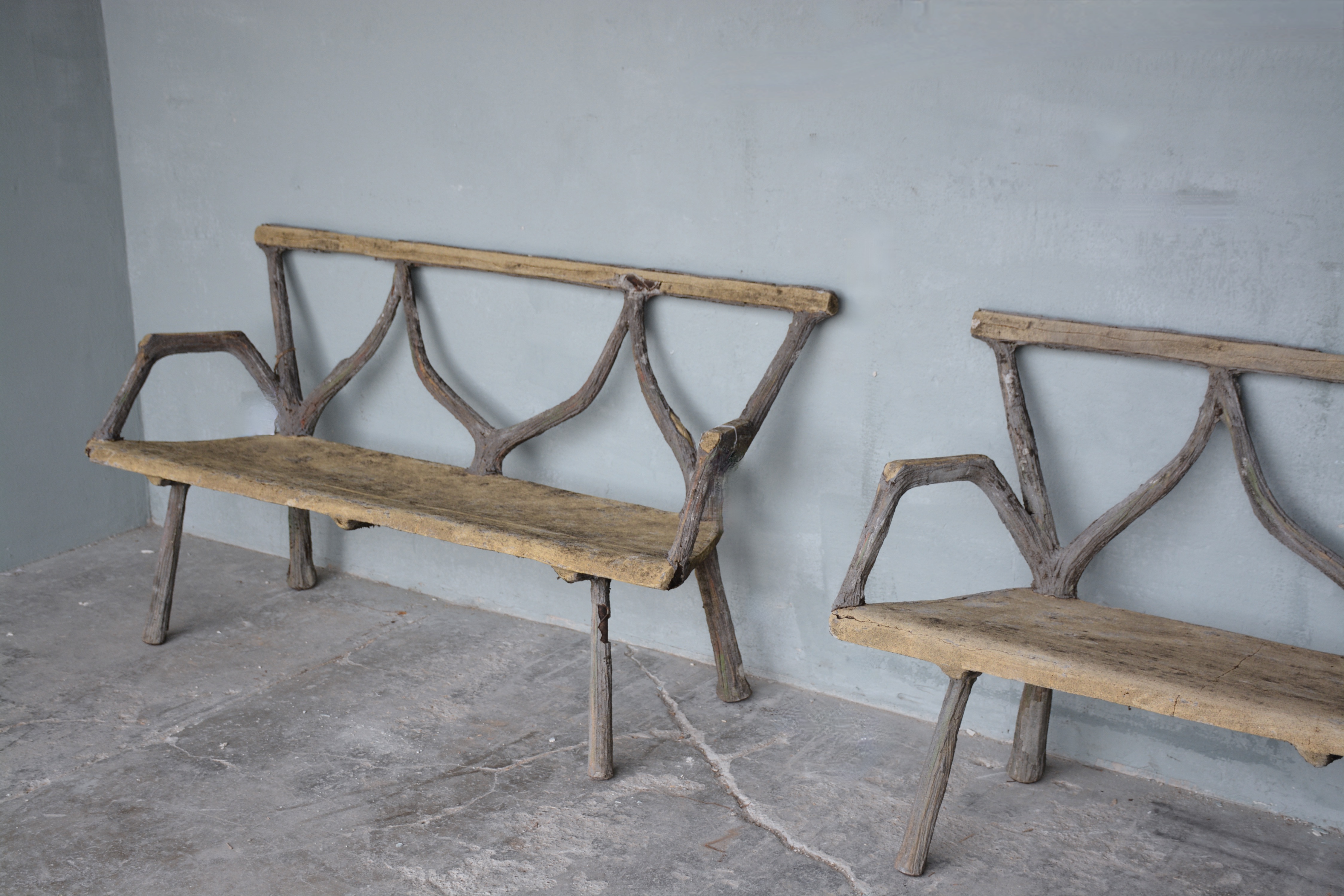 Pair of Faux Bois Benches - image 3