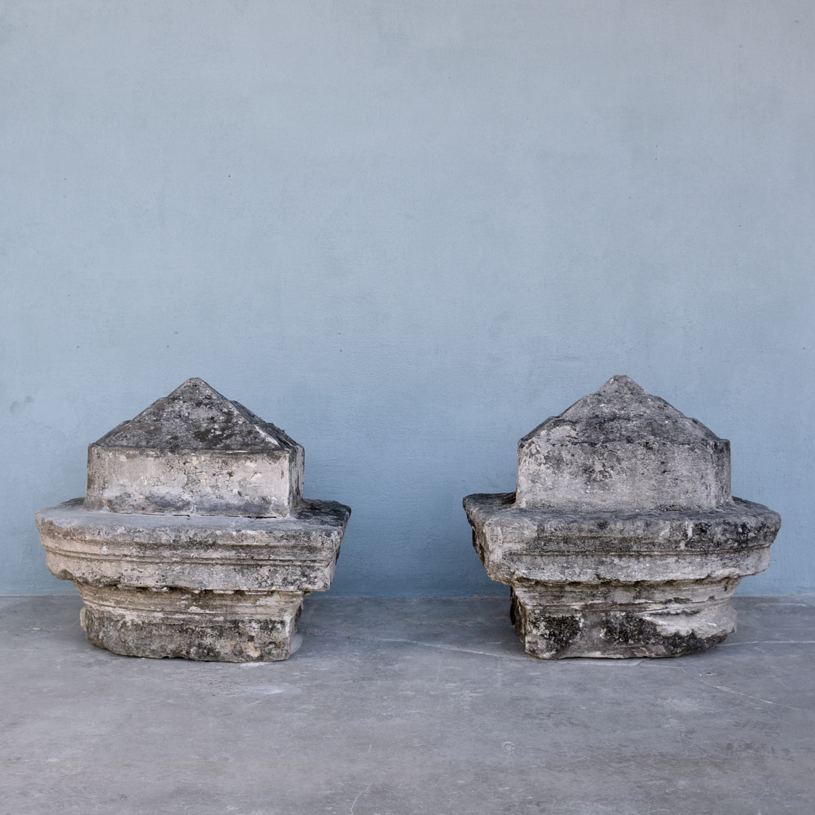 Pair 18th c. Column Toppers from a Property outside of the village of Apt, France