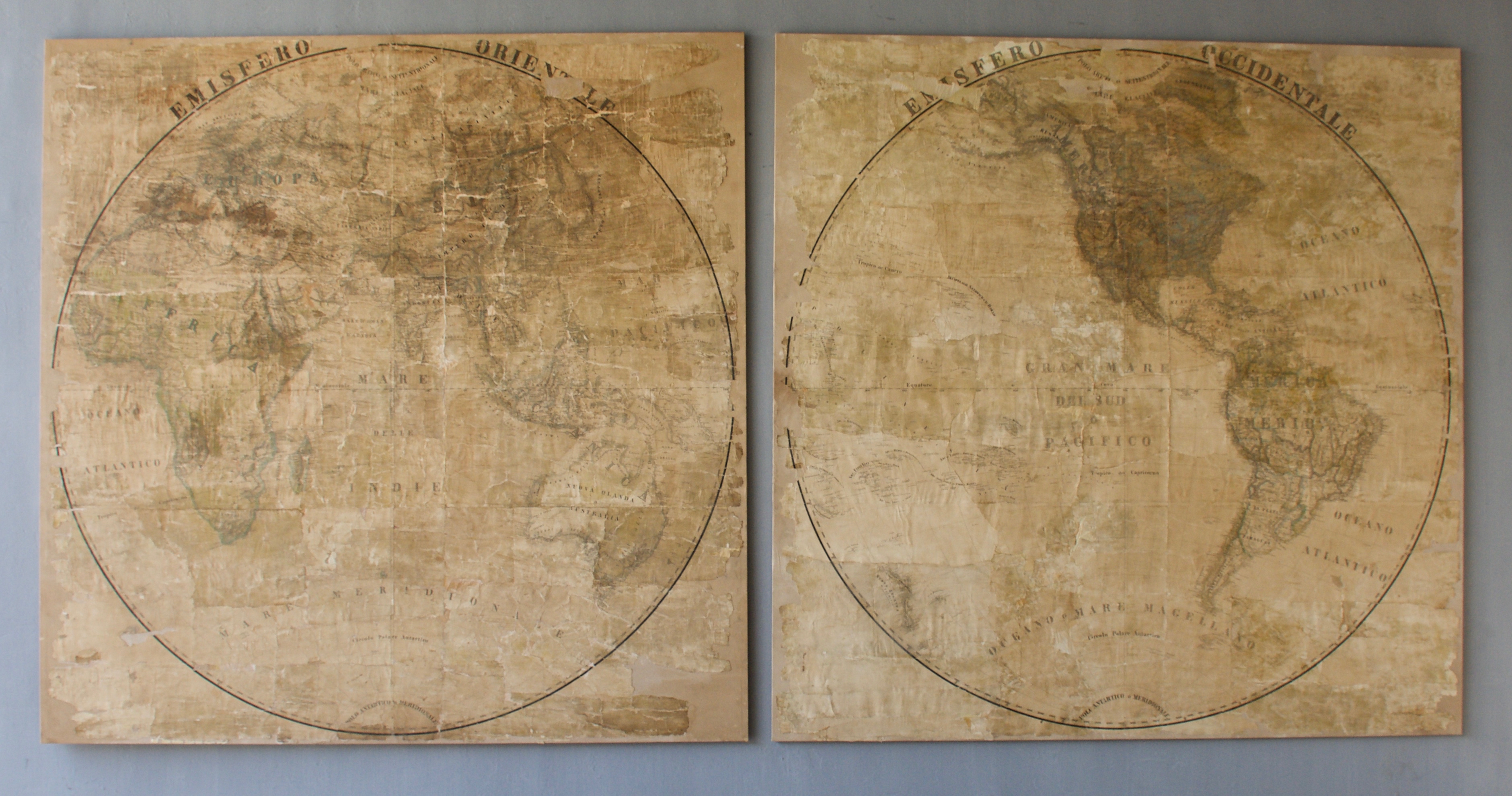 Pair of Late 18th c Maps from a Villa in Mantua, a city in the Lombardi Region of Italy