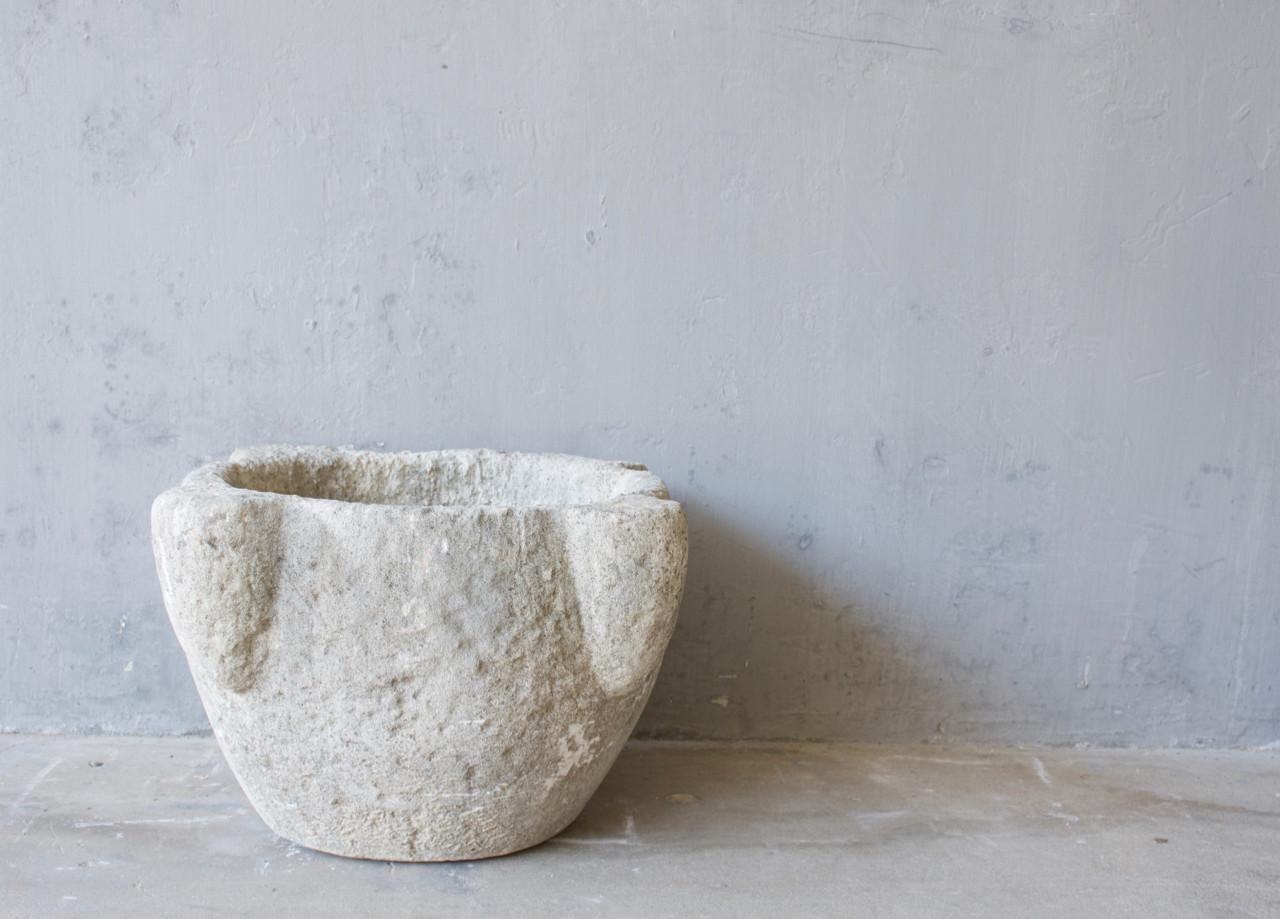 19th c. Large Stone Mortar Sink from France