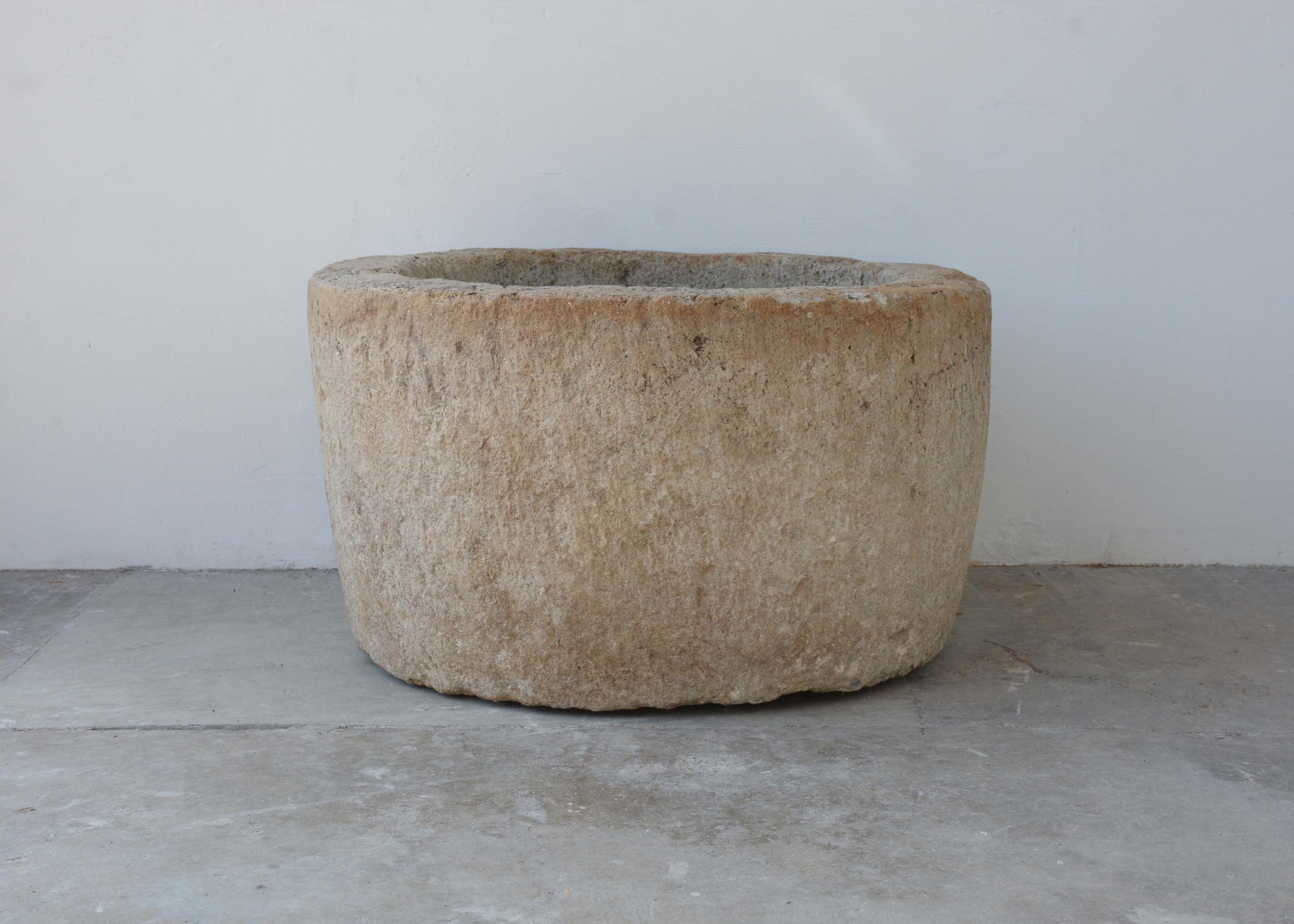 Antique Round Stone Auge from a Property outside of Lyon, France