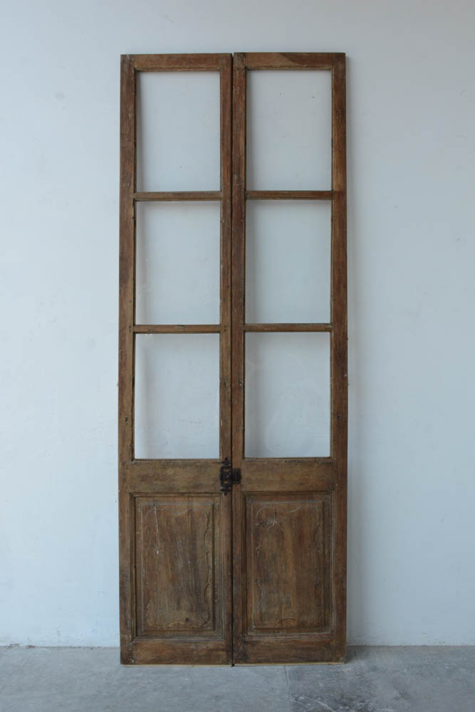 Pair of 18th c Italian Walnut and Glass Doors from an Umbrian Villa