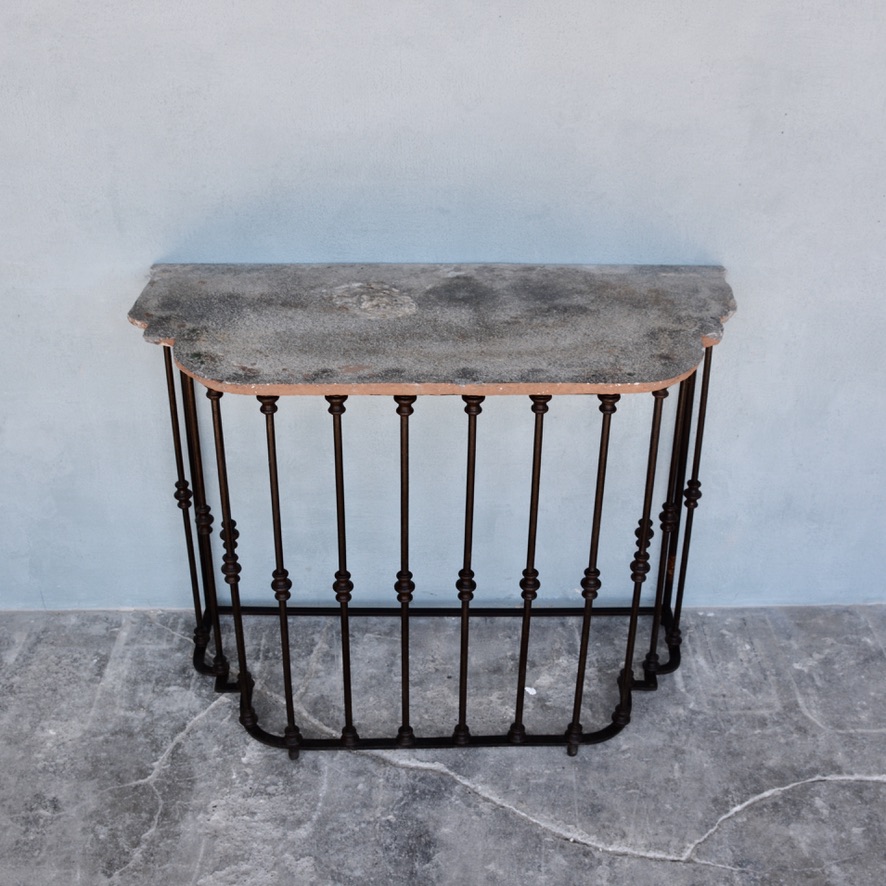18th c. Italian Iron Stone Console Table - image 3