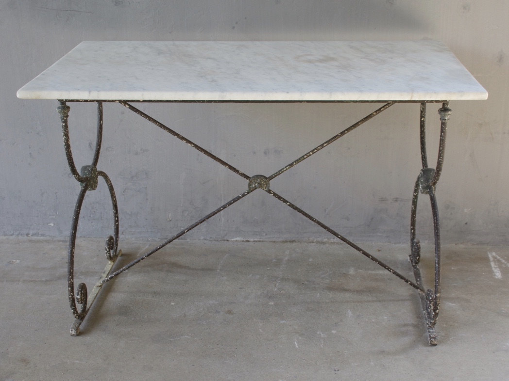 19th c. Iron and Marble Table de Jardin