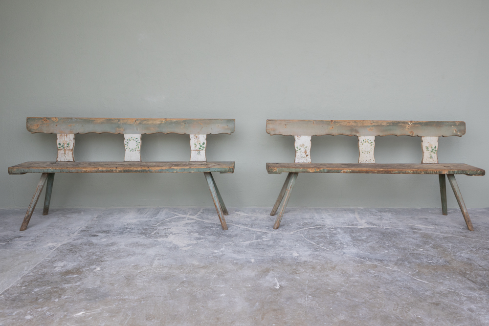 Swedish Pair Gustavian Painted Benches